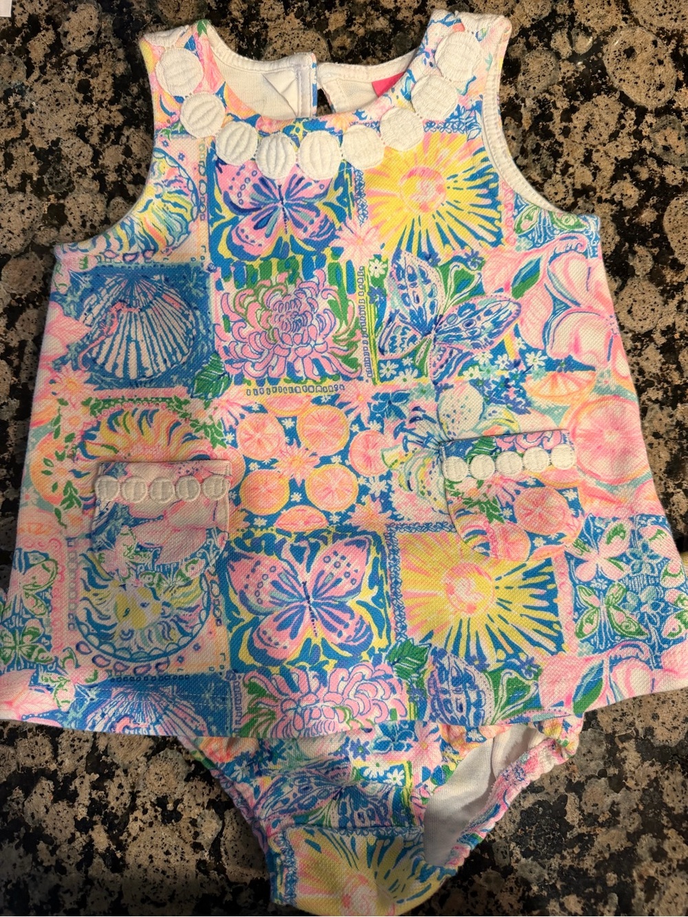 Lilly Pulitzer Pink Tag Multicolor Girls Dress with White Trim
